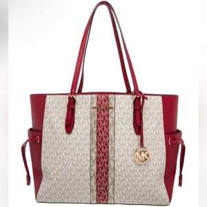 Michael Kors Gilly Large Color-Block Logo and Leather Tote Bag